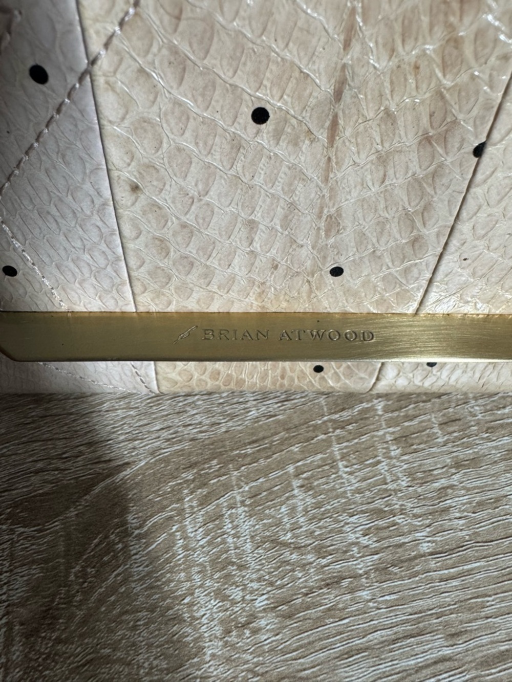 Brian Atwood Beige Snake Leather Print  Clutch - Picture 3 of 14